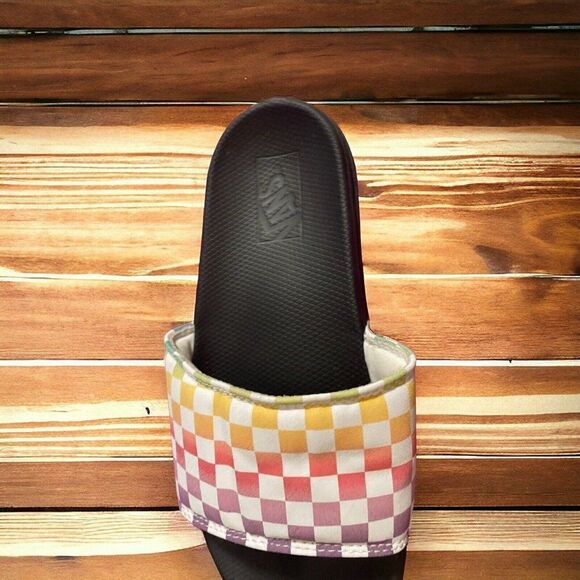 Vans Rainbow Check Multicolor Slip On Slide Sandals-Sz Missy 6 - Picture 5 of 7